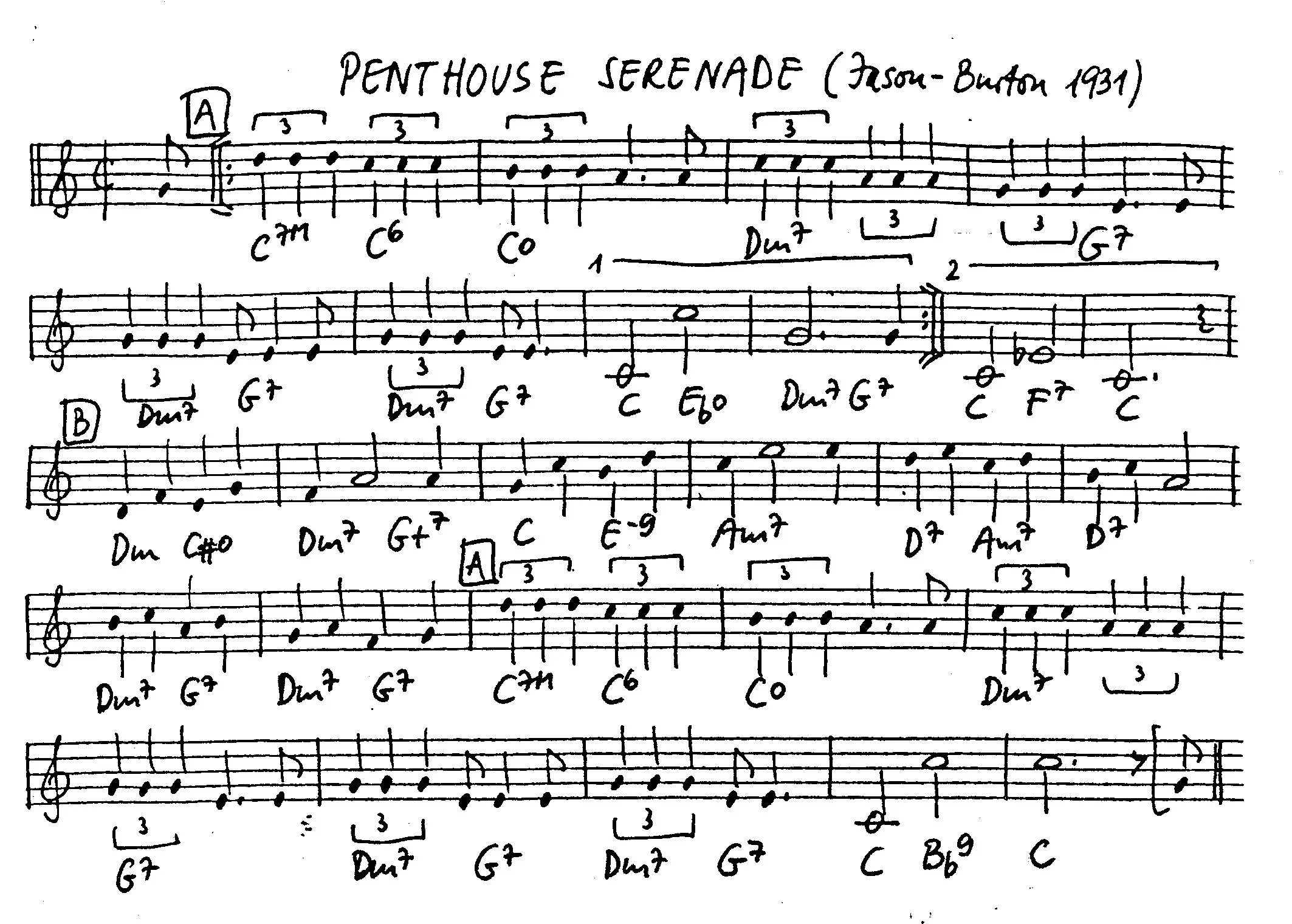 penthouse serenade free jazz leadsheet - Courtesy of the Jungle Jazz Band